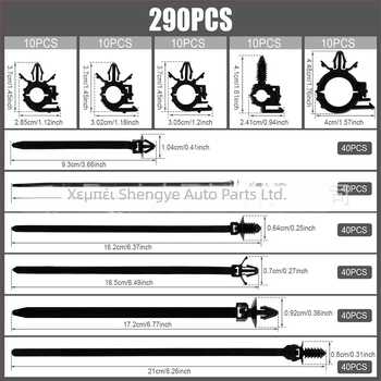 Σετ από νάιλον συγκρατήρες για καλώδια αυτοκινήτου, 290 τεμάχια, συμβατό με πολλούς τύπους οχημάτων, περιλαμβάνει κλιπ καλωδίων και σωληνωτές θήκες