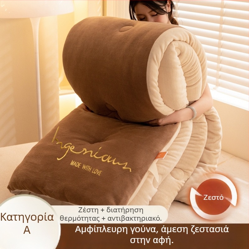 Διπλής όψης βελούδινο παχύτερο κουβέρτα, 2,5–3 kg, αντιβακτηριακή γέμιση ινών, κατάλληλη για όλες τις εποχές, ραμμένη