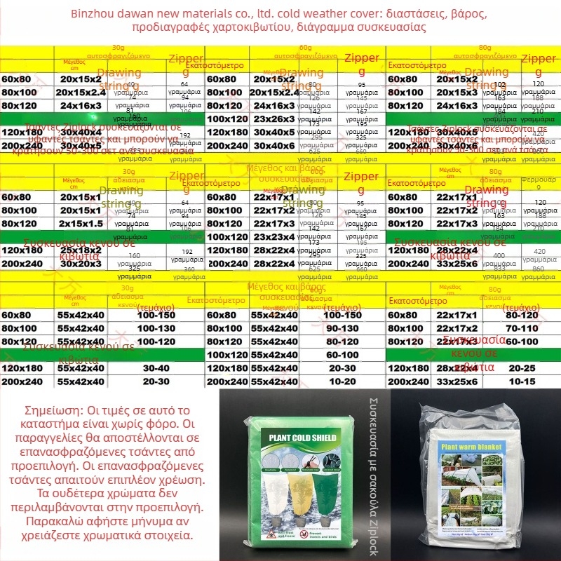 Da Wan Gardening Κάλυμμα κατά του παγετού για Φυτά από Μη Υφαντό Ύφασμα – Εξωτερική Προστασία Κήπων, Τοπίου και Γεωργικής Φύτευσης