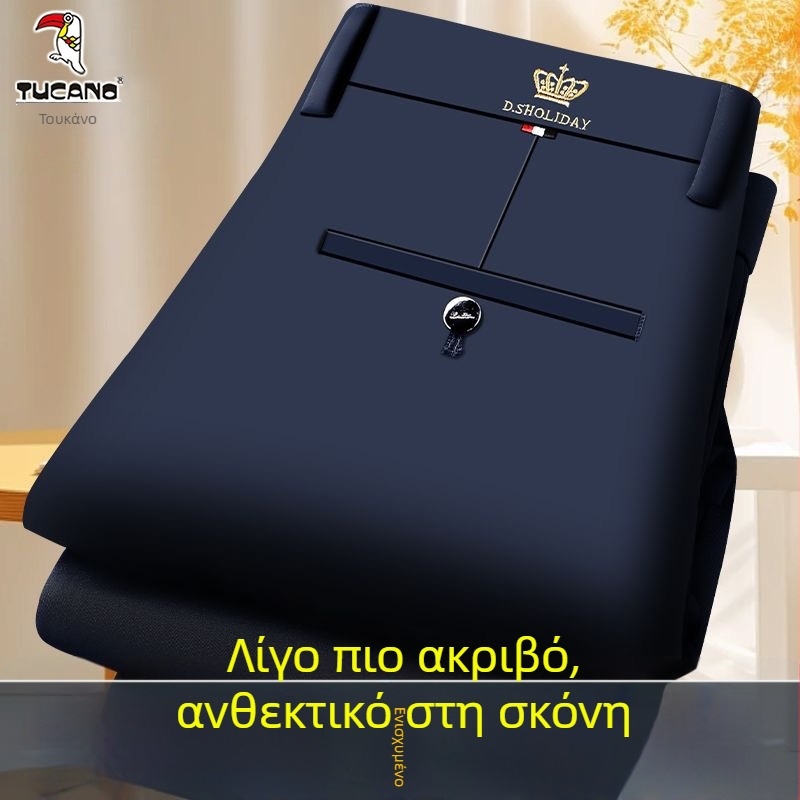 Ανδρικά χοντρά χειμωνιάτικα παντελόνια με ίσια γραμμή και υψηλή μέση, υψηλή ελαστικότητα, χωρίς σιδέρωμα