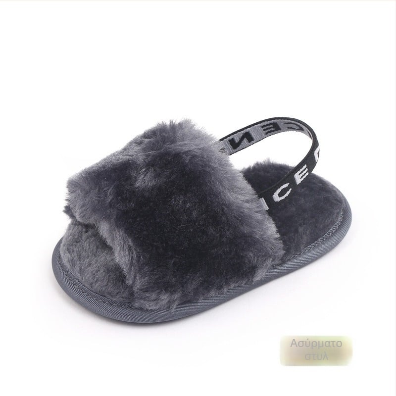 Πέδιλα για μωρά 12–48 μηνών – επάνω μέρος από coral fleece, αναπνέουν, αντιολισθητικά, ανθεκτικά, Velcro κλείσιμο