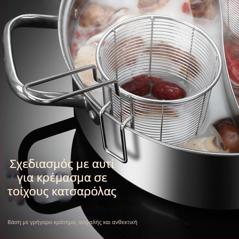 Κάδος τηγανίσματος από ανοξείδωτο ατσάλι 304 με φίλτρο για νουντλς, σνακ και τηγανητές πατάτες – λαβή κατά του καψίματος, μονοκόρυφος γάντζος, προσαρμογή από Zhenggang Hardware