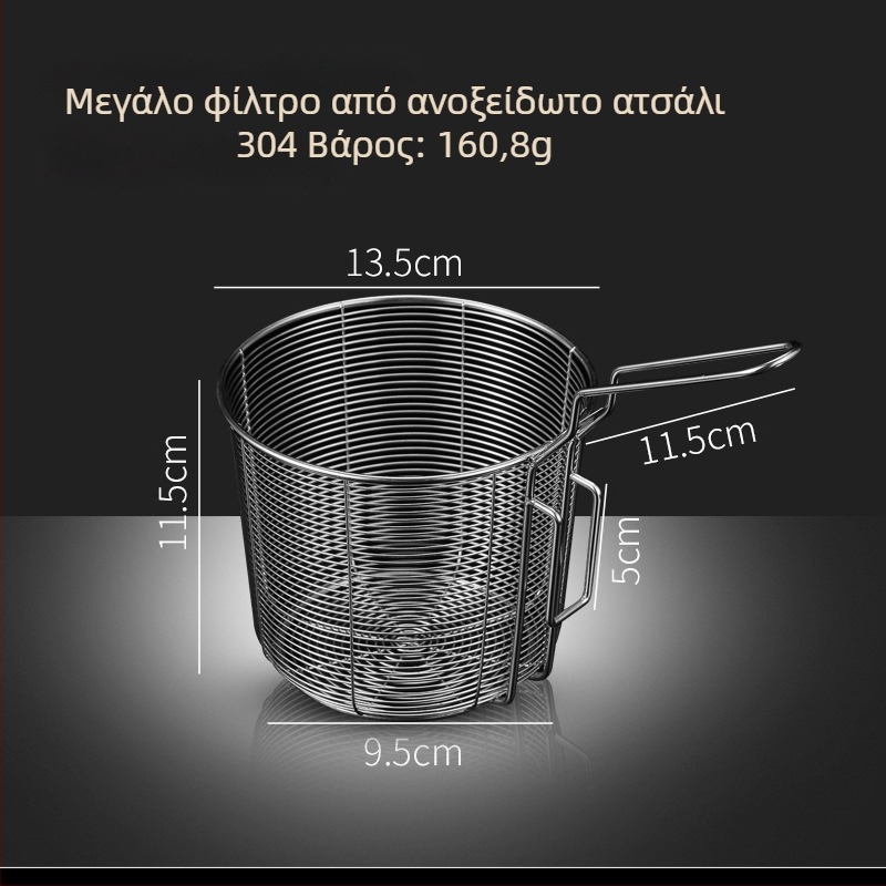 Κάδος τηγανίσματος από ανοξείδωτο ατσάλι 304 με φίλτρο για νουντλς, σνακ και τηγανητές πατάτες – λαβή κατά του καψίματος, μονοκόρυφος γάντζος, προσαρμογή από Zhenggang Hardware