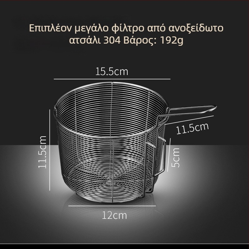 Κάδος τηγανίσματος από ανοξείδωτο ατσάλι 304 με φίλτρο για νουντλς, σνακ και τηγανητές πατάτες – λαβή κατά του καψίματος, μονοκόρυφος γάντζος, προσαρμογή από Zhenggang Hardware