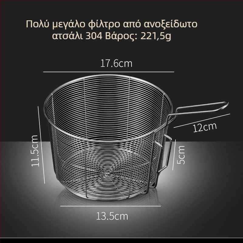 Κάδος τηγανίσματος από ανοξείδωτο ατσάλι 304 με φίλτρο για νουντλς, σνακ και τηγανητές πατάτες – λαβή κατά του καψίματος, μονοκόρυφος γάντζος, προσαρμογή από Zhenggang Hardware