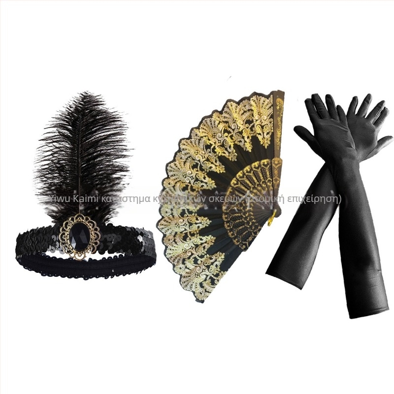 Κορδέλα μαλλιών με φτερά και διακοσμητικά με διαμάντια - εμπνευσμένη από τη δεκαετία του 1920, Κωδικός SHI231440, σε απόθεμα, Καλοκαίρι 2025