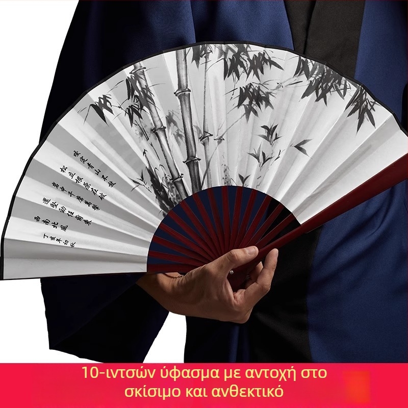 Πτυσσόμενος ανεμιστήρας με μεταξωτό ύφασμα, τεχνική εκτύπωσης, μοντέρνο μινιμαλιστικό στυλ, εμπνευσμένος από τη Δυναστεία των Χαν