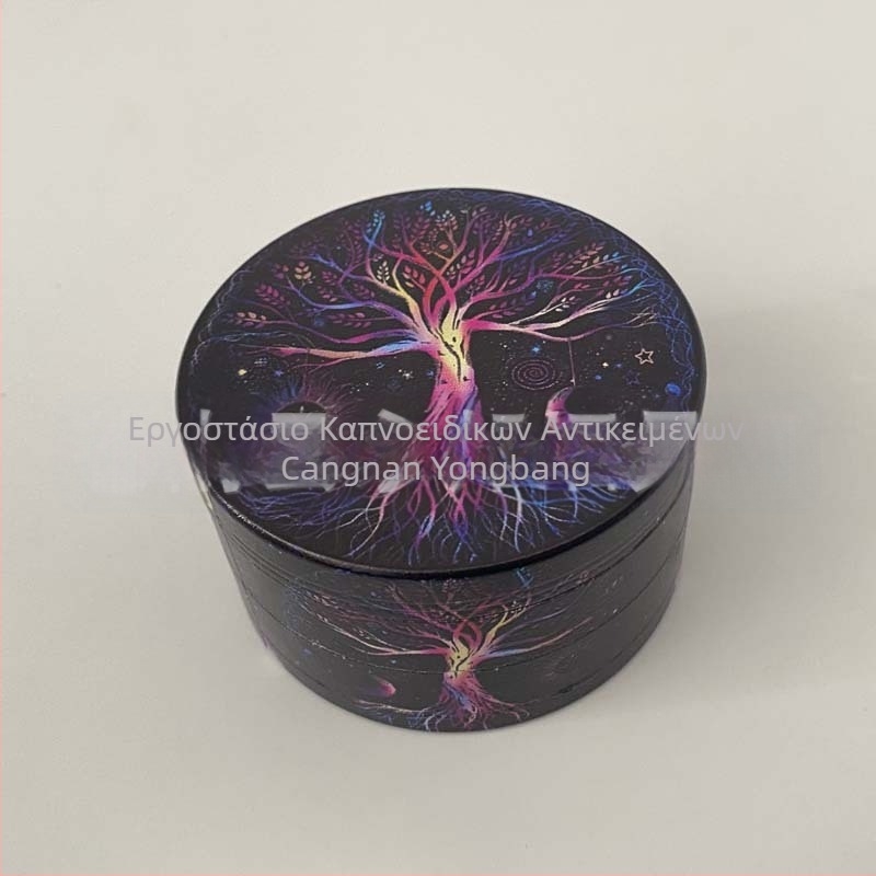 Αλεστήρας τσιγάρων από κράμα ψευδάργύρου, τεσσάρων στρώσεων, UV εκτύπωση, δυνατότητα εκτύπωσης λογότυπου