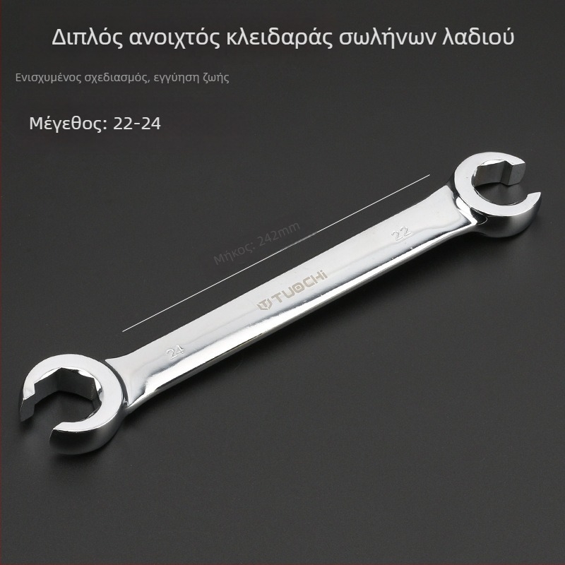 Tuochi Oil Pipe Wrench – Διπλής χρήσης κλειδί σωληνώσεων λαδιού με εξάγωνο ανοιχτό άκρο, κράμα νικελίου-σίδηρου, επιχρωμιωμένη επιφάνεια, 0,5 kg