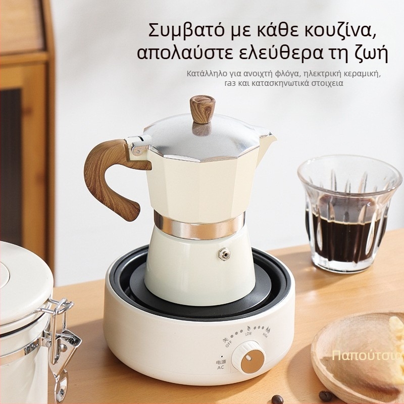 Ιταλική καφετιέρα moka για οικιακή χρήση, αλουμινιακό κράμα, σειρά moka pot, εκχύλιση καφέ, δυνατότητα εκτύπωσης λογοτύπου