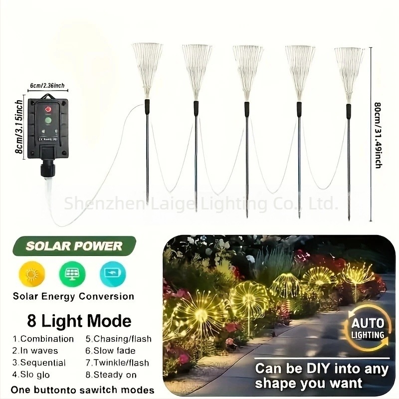 Ηλιακό φωτιστικό κήπου σε στήριγμα εδάφους, με σχήμα φυτού, ανοξείδωτος χάλυβας, 5W, IP65, φωτισμός 12–16 ωρών