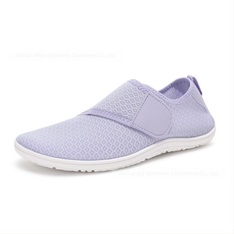 Unisex διαπνέοντα υφασμάτινα παπούτσια yoga με Velcro κούμπωμα, χαμηλός ύψος, στρογγυλή μύτη, καουτσούκ σόλα