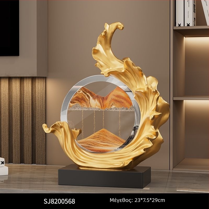 Διακοσμητικό έργο τέχνης με ρέουσα άμμο - Lion Family, ρητίνη, στυλ ελαφριάς πολυτέλειας, επιχειρηματικό δώρο