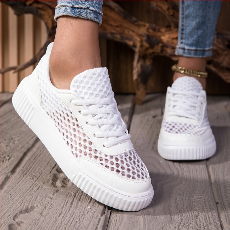 Unisex casual platform sneakers με πλέγμα στην επάνω επιφάνεια, κορδόνια, χαμηλό προφίλ, EVA ενδιάμεση σόλα, καουτσούκ εξωτερική σόλα
