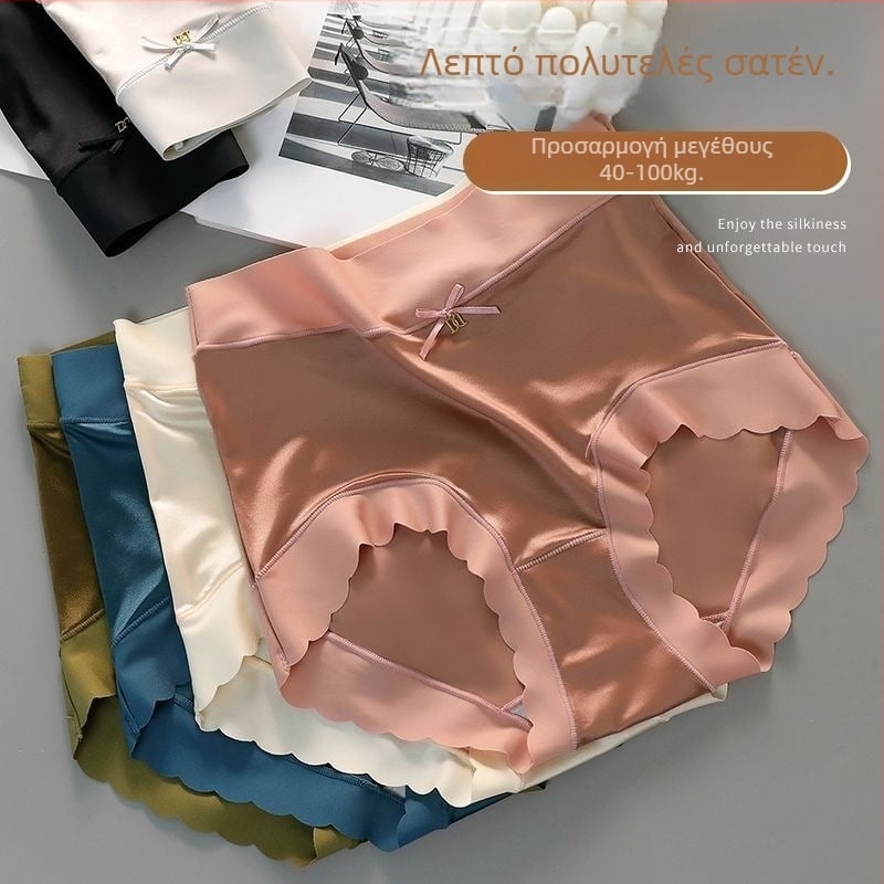 Γυναικείο εσώρουχο με μέση ύψος από νάιλον, ice-silk ύφασμα; διαπνοή και αντιβακτηριακή προστασία; επένδυση καβάλου Mulberry μεταξιού; βασικό ύφασμα 70–80% νάιλον; πλέξη 51–60D.