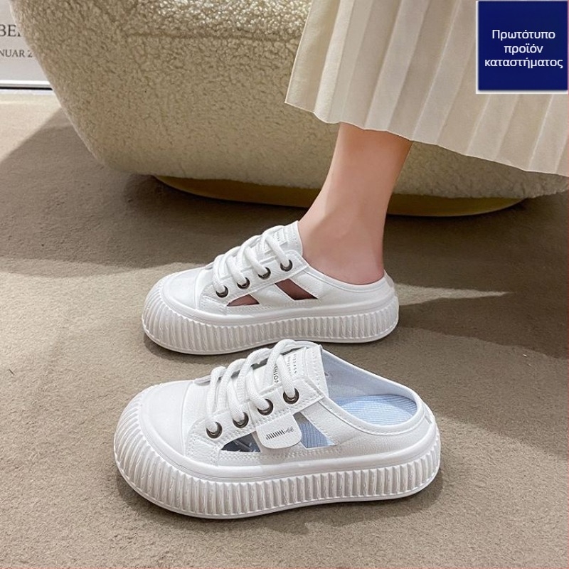 SANGYU γυναικείες PU slip-on σανδάλια με κλειστό στρογγυλό δάχτυλο, φθινοπωρινή συλλογή 2025