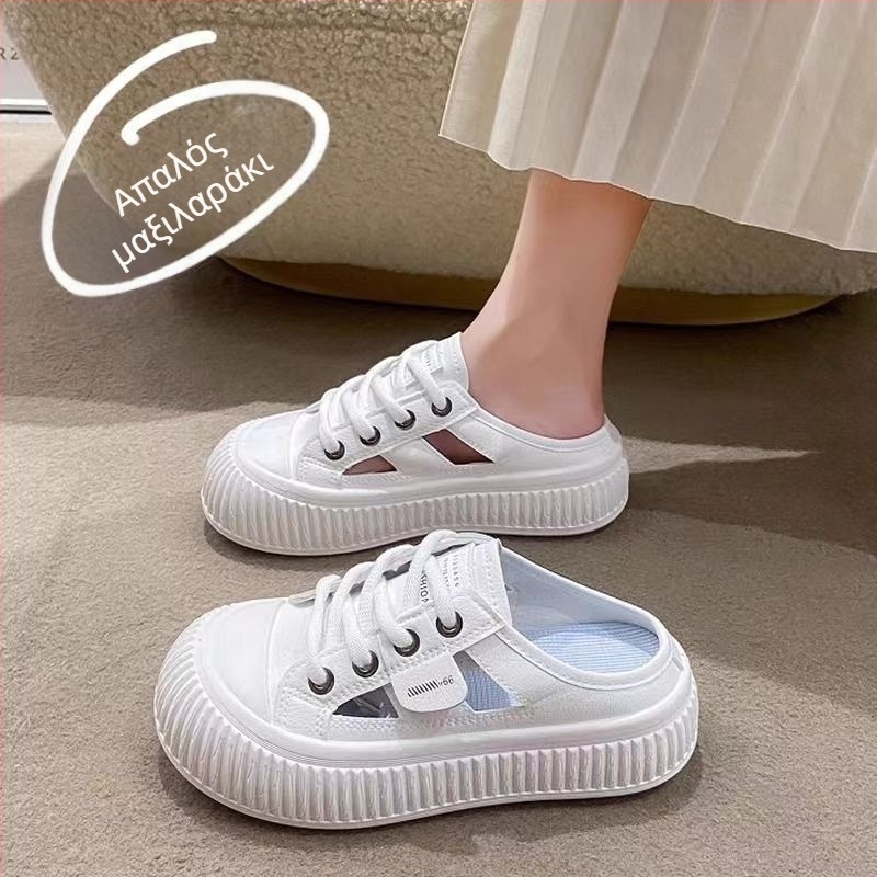 SANGYU γυναικείες PU slip-on σανδάλια με κλειστό στρογγυλό δάχτυλο, φθινοπωρινή συλλογή 2025