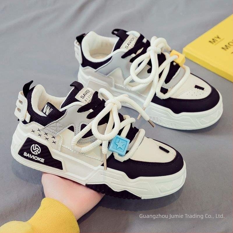 Γυναικείες casual sneakers με φαρδιά σόλα για αύξηση ύψους (PU επάνω; καουτσούκ σόλα; κορδόνια; αδιάβροχες; διχτυωτή επένδυση)