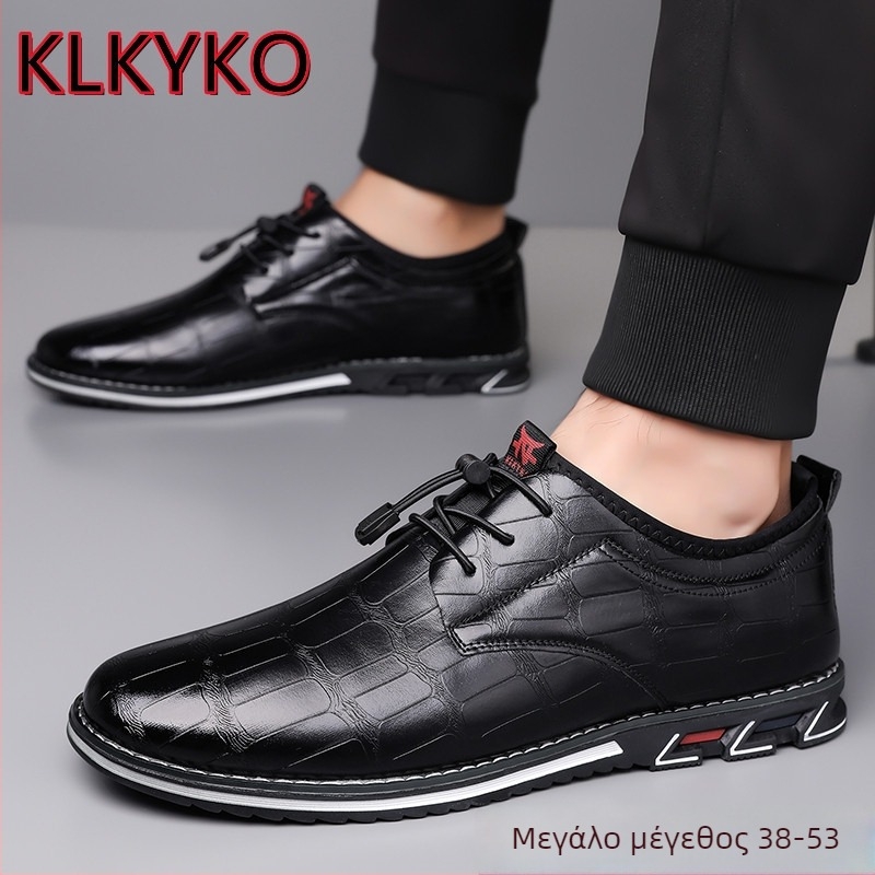 Ανδρικά loafers με PU επάνω μέρος, καουτσούκ σόλα, στρογγυλή μύτη, χαμηλό ύψος αστραγάλου, αντιολισθητικά