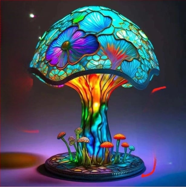 Mo Tian Επιτραπέζιο φωτιστικό από τη σειρά Stained Glass Plant – ρητίνη, έτοιμο για δώρο