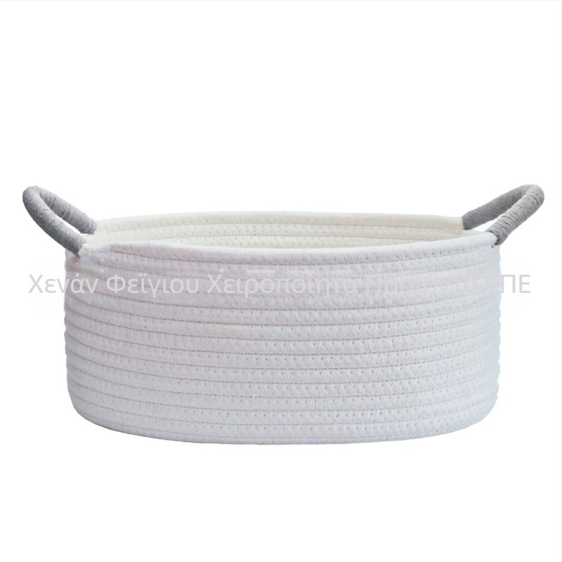 Οβάλ καλάθι αποθήκευσης από βαμβακερό σκοινί με περιτυλιγμένη λαβή για οικιακή οργάνωση, μάρκα Flying feather, κατάλληλο για παιχνίδια κατοικίδίων και μικροαντικείμενα