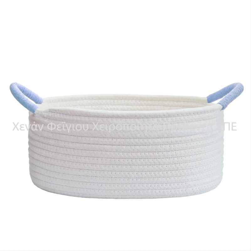 Οβάλ καλάθι αποθήκευσης από βαμβακερό σκοινί με περιτυλιγμένη λαβή για οικιακή οργάνωση, μάρκα Flying feather, κατάλληλο για παιχνίδια κατοικίδίων και μικροαντικείμενα