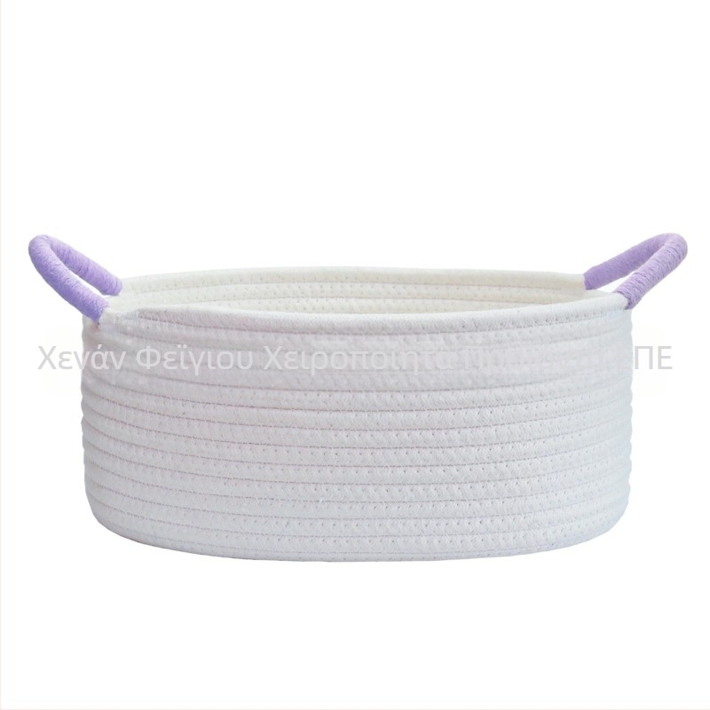 Οβάλ καλάθι αποθήκευσης από βαμβακερό σκοινί με περιτυλιγμένη λαβή για οικιακή οργάνωση, μάρκα Flying feather, κατάλληλο για παιχνίδια κατοικίδίων και μικροαντικείμενα