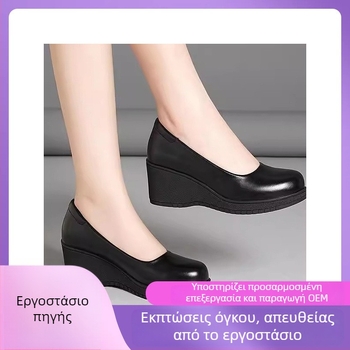 Γυναικείες παπούτσια με φαρδιά σόλα, άνω μέρος τεχνητό δέρμα, ύψος τακουνιού 3-5 cm, σόλα από καουτσούκ, εσωτερική επένδυση PU