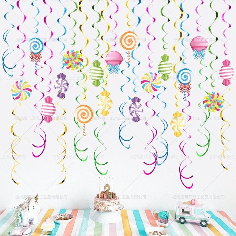 Candy Party σπειροειδή κρεμαστά διακοσμητικά για παιδικά γενέθλια – διακόσμηση από χαρτί, κρεμαστά διακοσμητικά, εξοπλισμός για τη διαμόρφωση της σκηνής, στυλ 25181189019