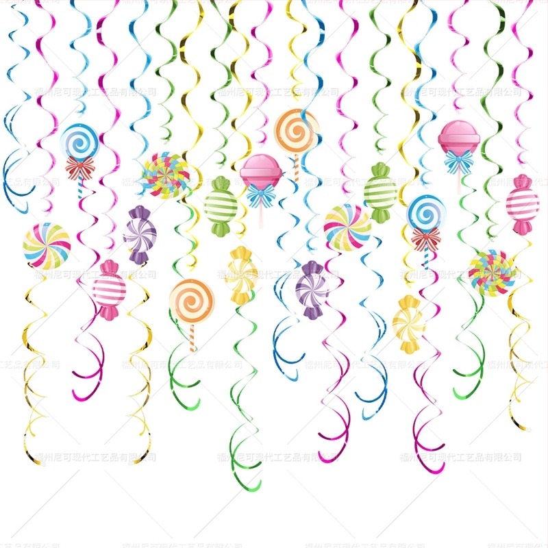 Candy Party σπειροειδή κρεμαστά διακοσμητικά για παιδικά γενέθλια – διακόσμηση από χαρτί, κρεμαστά διακοσμητικά, εξοπλισμός για τη διαμόρφωση της σκηνής, στυλ 25181189019