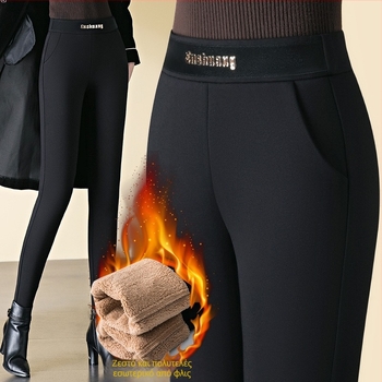 Γυναικείες κάλτσες με φλίς επένδυση για χειμώνα, πυκνές και ζεστές, υψηλή μέση, ελαστικές, στενή γραμμή μολυβιού