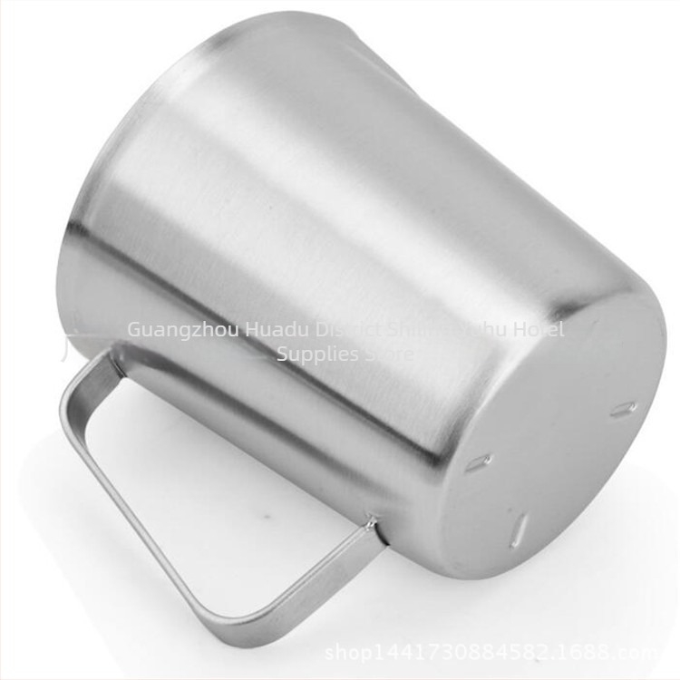 304 ανοξείδωτο κανάκι μέτρησης με ενσωματωμένη κλίμακα, κατάλληλο για τσάι με γάλα και καφέ, πολλά μοντέλα με διαβαθμίσεις και ανοχή ±100 ml.