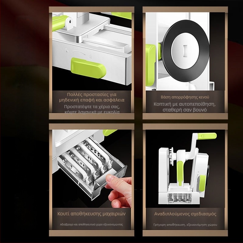 Χειροκίνητος πολυλειτουργικός κόπτης λαχανικών με τρίφτη για πατάτες και τρίφτη για καρότα — AKL μάρκα, κατασκευή από 420 tool steel + PS + TPR + ABS