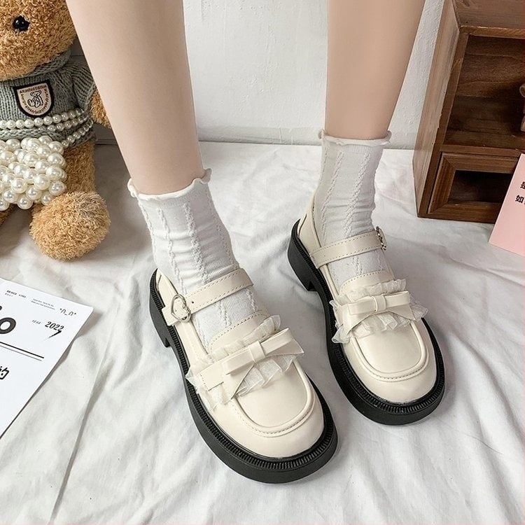 Loafers με στρογγυλή μύτη, κολλεγιακού στυλ Mary Jane, κλείσιμο με αγκράφα, χαμηλό τακούνι 1-3 εκ., καουτσούκ σόλα