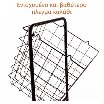 Τριών επιπέδων δάπεδου κουζίνας αποθήκευσης καλάθι – σιδερένια κατασκευή, μοντέλο JG-Z40, οργανωτής φρούτων και λαχανικών