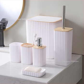 Chuangkai σετ μπάνιου από πλαστικό έξι τεμαχίων με εκτυπωμένο λογότυπο και δυνατότητα προσαρμογής