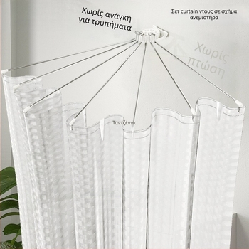 Σετ κουρτίνας μπάνιου από ανοξείδωτο χάλυβα - ράγα σε σχήμα τόξου, ημι-κυκλικού σχήματος γωνιακή κατασκευή με διπλωτό σχεδιασμό, χωρίς διάτρηση, UL πιστοποιημένο