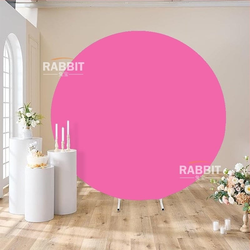 Γαμήλια κυκλική αψίδα φόντου με μεταλλικό πλαίσιο και κάλυμμα από ύφασμα 190 g, εκτυπώσιμο διακοσμητικό τόξο