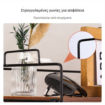 Διώροφο επιτραπέζιο ράφι αποθήκευσης από ξύλο/μπαμπού, φορητός οργανωτής γραφείου