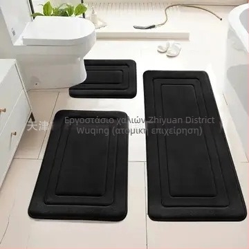 Σετ χαλιών μπάνιου από Coral Velvet, ύφανση με μηχανή, σχήμα λωρίδας, πλένεται, 3 τεμάχια