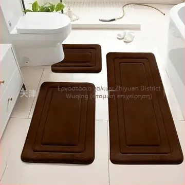 Σετ χαλιών μπάνιου από Coral Velvet, ύφανση με μηχανή, σχήμα λωρίδας, πλένεται, 3 τεμάχια