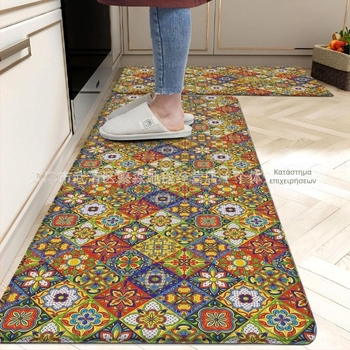 Αμερικανικού στυλ χαλάκια κουζίνας για δάπεδο, απορροφητικά, πολυεστερικό ύφασμα, εκτύπωση, τετράγωνο σχήμα, ριγές/αφηρημένο μοτίβο, προσαρμόσιμα