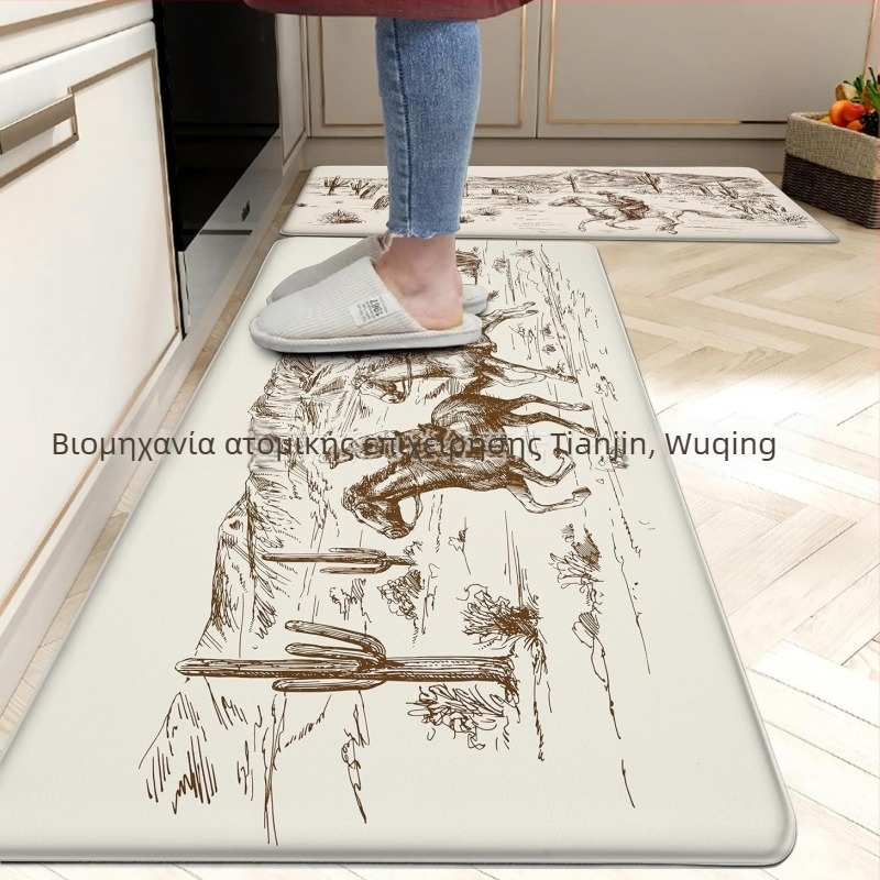 Αμερικανικού στυλ χαλάκια κουζίνας για δάπεδο, απορροφητικά, πολυεστερικό ύφασμα, εκτύπωση, τετράγωνο σχήμα, ριγές/αφηρημένο μοτίβο, προσαρμόσιμα