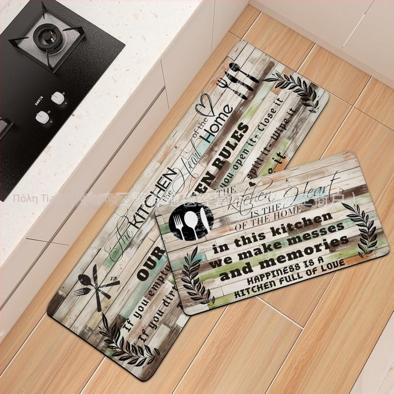 Αμερικανικού στυλ χαλάκια κουζίνας για δάπεδο, απορροφητικά, πολυεστερικό ύφασμα, εκτύπωση, τετράγωνο σχήμα, ριγές/αφηρημένο μοτίβο, προσαρμόσιμα