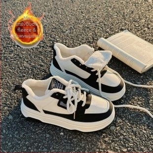 Γυναικείες πλατφορμ sneakers με φαρδιά σόλα, PU επάνω μέρος, καουτσούκ σόλα, χαμηλό ύψος, καθημερινά παπούτσια για άνοιξη-φθινόπωρο