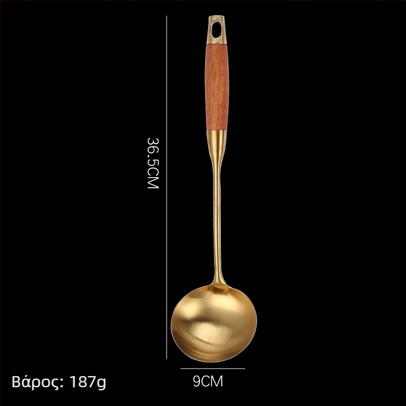 Σετ εργαλείων κουζίνας από ανοξείδωτο ατσάλι 304 με λαβές από ξύλο αχλαδιάς – ανθεκτικό σε υψηλές θερμοκρασίες, αντι-κάψιμο, σπάτουλες και κουτάλες