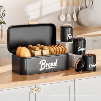 Κουτί αποθήκευσης ψωμιού με σφραγισμένο καπάκι, Μεταλλικά στοιχεία τέχνης + ξύλο, Μοντέρνο μινιμαλιστικό στυλ, Διαθέσιμη παραμετροποίηση, Εκτύπωση λογότυπου επιτρέπεται, Πολλαπλών χρήσεων αποθήκευση