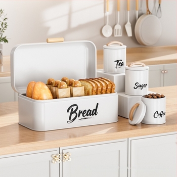 Κουτί αποθήκευσης ψωμιού με σφραγισμένο καπάκι, Μεταλλικά στοιχεία τέχνης + ξύλο, Μοντέρνο μινιμαλιστικό στυλ, Διαθέσιμη παραμετροποίηση, Εκτύπωση λογότυπου επιτρέπεται, Πολλαπλών χρήσεων αποθήκευση