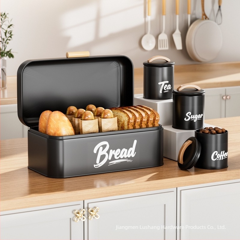 Κουτί αποθήκευσης ψωμιού με σφραγισμένο καπάκι, Μεταλλικά στοιχεία τέχνης + ξύλο, Μοντέρνο μινιμαλιστικό στυλ, Διαθέσιμη παραμετροποίηση, Εκτύπωση λογότυπου επιτρέπεται, Πολλαπλών χρήσεων αποθήκευση