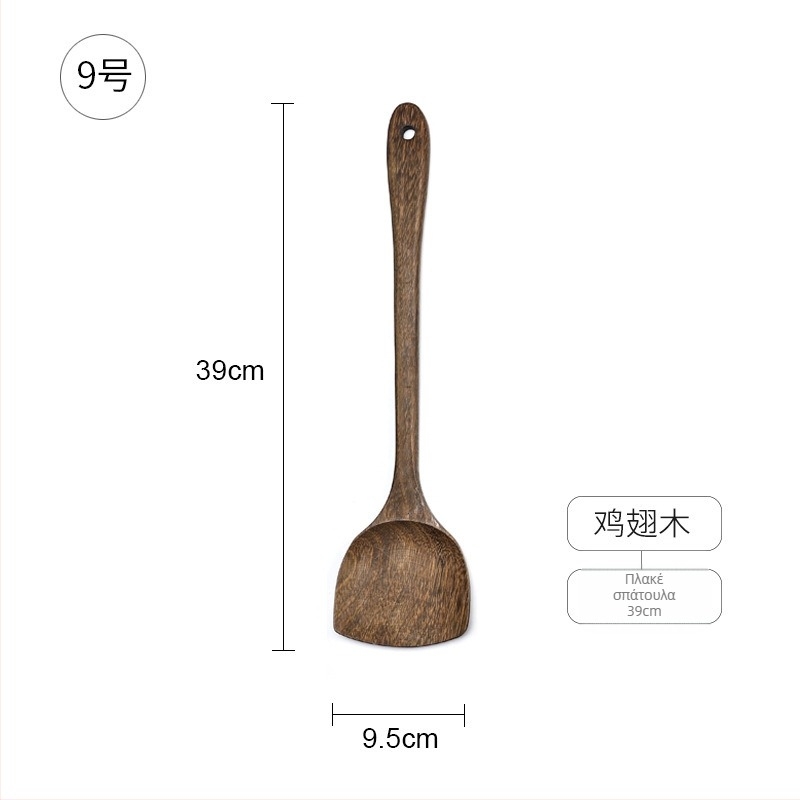 Σετ ξύλινων κουταλιών και σπατουλών, με ξύλινες λαβές, αντικολλητική επίστρωση, αντιολισθητική επιφάνεια, αντοχή σε υψηλές θερμοκρασίες